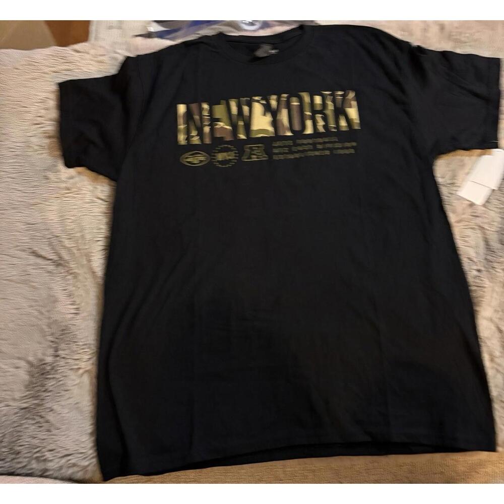New York Jets Football Shirt Adult  Large Black Camo Logo Short Sleeve Crew- NWT